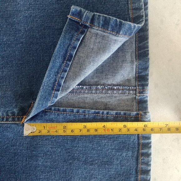 Cherokee 98% cotton denim blue jean skirt tie waist front slit pockets 10 - Picture 9 of 12